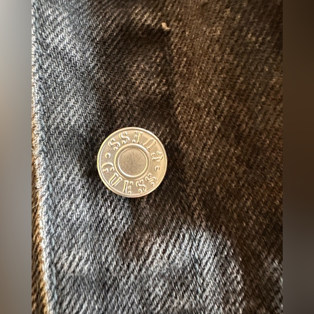 90s GUESS Georges Marciano Vintage Denim Shirt Dress Black Button Front Large - Picture 5 of 10